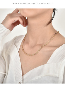 Dainty Brass Link Chain <b>Necklace</b> Gold and Silver Trendy <b>Statement</b> with Layered Style for Party Occasions - Product Image 5