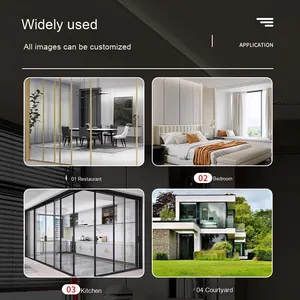 Modern Minimalist Three-Link <strong>Sliding</strong> Door Narrow Luxury Accessible Glass Door for Kitchen Living Room Hanging Rail <strong>Partition</strong> - Product Image 2