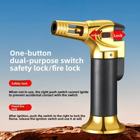 Briquet torche DEBANG haute température coupe-vent, briquet à cigares avec verrou de sécurité, rechargeable au butane, flamme réglable, mini format