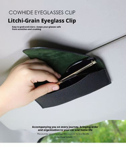 Support universel en cuir souple haut de gamme pour lunettes de soleil, à clipser sur pare-soleil, pour pièces intérieures de voiture – Vente en gros - Product Image 4