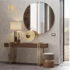 Diseño italiano de lujo Exclusivo Art Deco Gold Mirror Ball Decoración de pared para sala de estar y pasillo Hecho de latón - Product Image 6