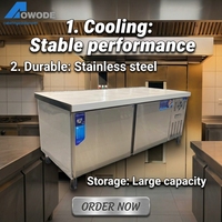 Table de préparation de sandwichs en acier inoxydable de qualité supérieure, réfrigérée, 2 à 8 postes ℃   Refroidisseur de sandwichs à air pour restaurant