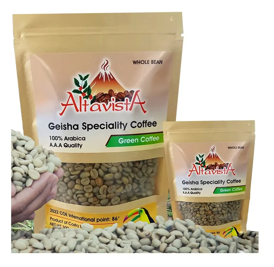 प्रीमियम ताजा गीशा ग्रीन पूरे कॉफी बीन्स से कोस्टा रिका कण सबसे अच्छा कृषि राष्ट्रीय विजेताओं 86.18 अंक 1 बैग 300g