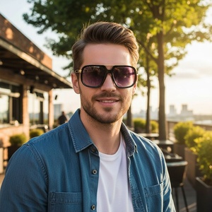 Nouvelles Lunettes de <span class=keywords><strong>Soleil</strong></span> Homme Tendance Style Europé<span class=keywords><strong>en</strong></span> et Américain, Double Pont, Rétro, Uniques, Polyvalentes, pour la Photographie de Rue, Protection UV400 - Product Image 2