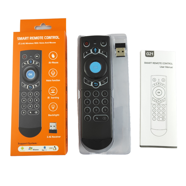 G21 PRO Voice Air Mouse IR Learning Remote Control with Number-key & Backlit Support Fixed Code Smart TV