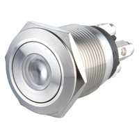 Interrupteur à bouton poussoir étanche IP65 à verrouillage lumière LED interrupteur à bouton-poussoir lumineux en métal 19mm on OFF noir 12 volts bleu 24VDC