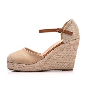 Sandalias Espadrilles para Mujer con Hebilla, Tacón Alto de 9 cm, Tallas Grandes, Plataforma de Yute Natural, Cuerda de Cáñamo y Paja - Product Image 2