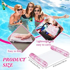 Flotador de Piscina de Malla de PVC con Brillo Rosa, Hamaca Inflable para Agua - Product Image 2