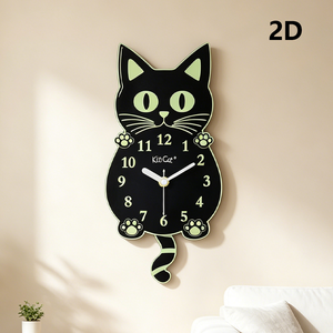 <span class=keywords><strong>Horloge</strong></span> murale en forme de chat noir lumineux 2D de 10 pouces - <span class=keywords><strong>Horloge</strong></span> à piles pour les chambres d'enfants ou les chambres à coucher - Product Image 5