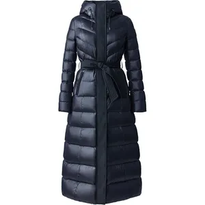 Wholesale Fashionable High Collar Windproof Long Winter Jacket Solid Color Women's Puffer Jacket For Winter Outdoor Coat