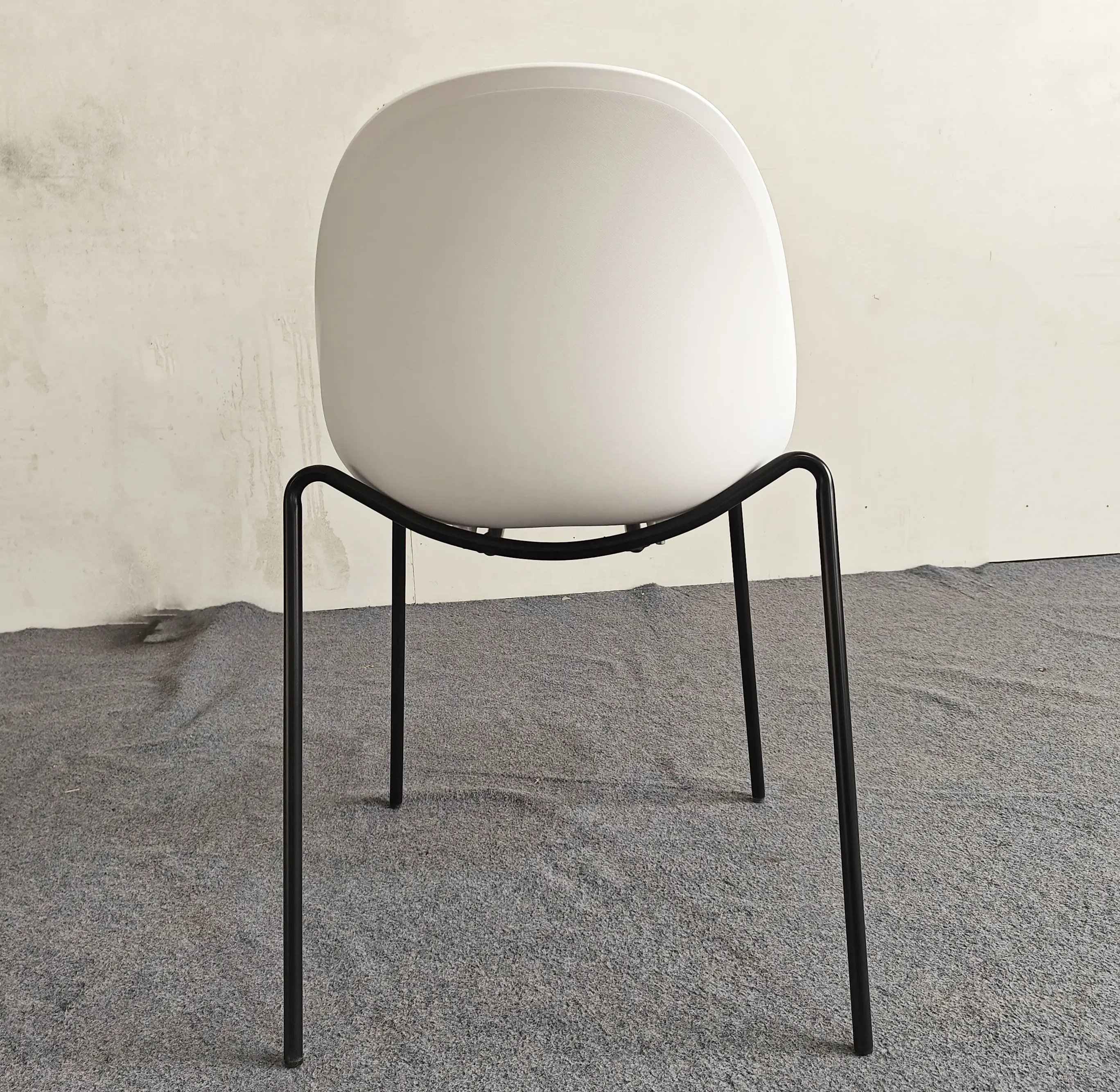 Studio 6 White Chair Steel Frame Hotel Chair Pp Material and Black Metal Legs