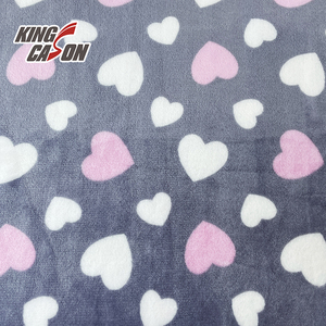 KINGCASON Fabric Supplier 100 Polyester Soft Comfortable Lovely Heart Pattern Printed Flannel Fleece Fabric for Garment - Product Image 3