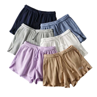Shorts larges en tissu gaufré pour femmes, style streetwear, avec taille élastique, broderie de lettres personnalisée, cordon de serrage et dentelle