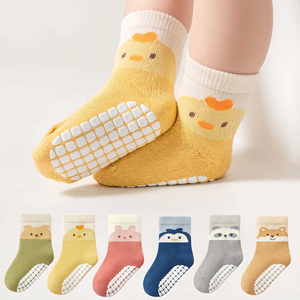 Chaussettes antidérapantes pour bébés et tout-petits avec picots, motif ours <span class=keywords><strong>de</strong></span> dessin animé, en coton, longueur mi-mollet, pour la marche, <span class=keywords><strong>vente</strong></span> en gros - Product Image 1