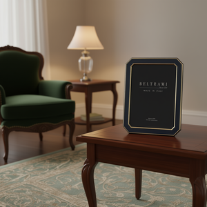 Beltrami Handmade Silver Plated Wood Photo <b>Frame</b> Rectangle Elegant Vertical Orientation Made Italy Embossed <b>Wall</b> Mount Argento - Product Image 3