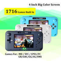 Console de jeux vidéo 1716 jeux rétro, prise en charge de la sauvegarde/ajout, portable, sortie AV, carte SD 2 Go, écran couleur 4 pouces