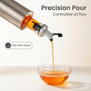 Bouteille à huile en verre <span class=keywords><strong>de</strong></span> haute qualité avec bec verseur en acier inoxydable pour huile d'olive, <span class=keywords><strong>vinaigre</strong></span>, sauce soja - Product Image 4