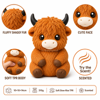 Jouet Squishy Vache des Highlands Parfumée Southpeak 10x10x14cm Doux à Remontée Lente en TPR, Pelucheux, Fourrure Shaggy, à Presser, à Odeur, Souriant, MOQ32 OEM WS