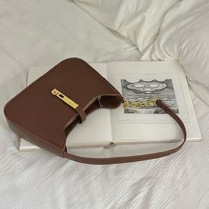 Women's Shoulder Bag Brown Leather Zipper <b>Lock</b> Design Everyday Use Fall 2023 H8727 - Product Image 2