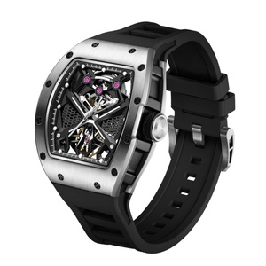 Relojes Hombre Mechanical Automatic Low MOQ Hollow Out Luxury Automatic Skeleton Barrel <b>Watch</b> for Men - Product Image 2