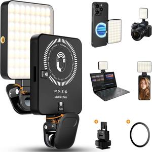 Lumière de remplissage LED rechargeable magnétique XJ77, lumière selfie à clip, lumière vidéo LED portable - Product Image 5