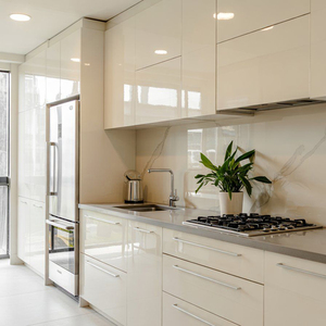 Gabinete de cocina modular de alto brillo Goldtop, juegos completos con grifo, almacenamiento de pared de laca de madera de color personalizado - Product Image 2