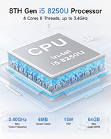 PC industriel haute performance-I5-8250U Intel (4C/8T), 6x ports COM, double LAN 2.5G, température large, prise en charge de Win10/Win11/Linux