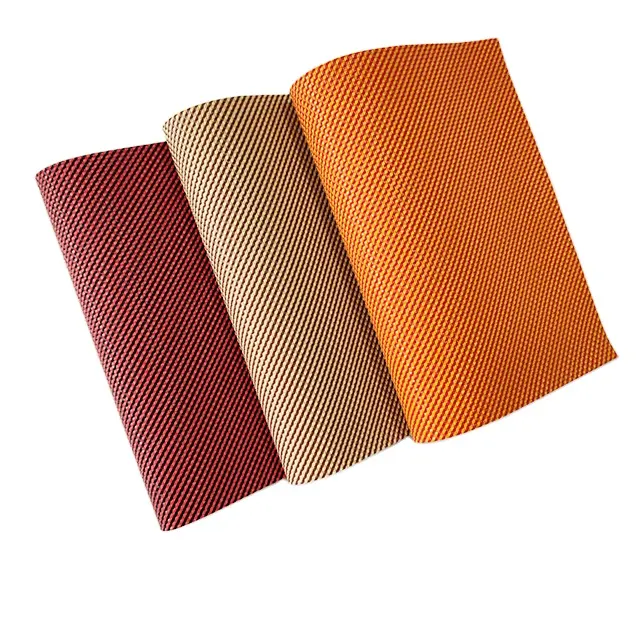 Textiles Leather Products Woven Pattern Striped Leather Film PVC Artificial Leather for Handbag