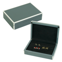 Caja de Madera Rectangular con Tapa para Gemelos de Hombre, Diseño Liso con Acabado Brillante de Lujo Personalizado por Sonny, Color Gris, con Capacidad para 20 Pares