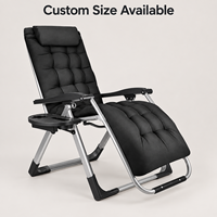 Chaise de plage pliante noire rembourrée avec table latérale et porte-gobelet, chaise longue d'extérieur zéro gravité