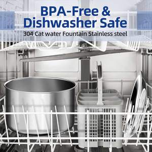 Fuente de agua de acero inoxidable para gatos, dispensador de agua automático Ultra silencioso para perros de 2L/67oz - Product Image 6