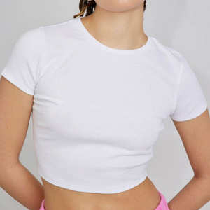 Top de moda Unisex Crop Top Set algodón suave cuello redondo media manga transpirable secado rápido camisetas personalizables gran oferta - Product Image 2