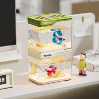 Aquarium écologique créatif en verre pour bureau, petit terrarium carré avec paysage pour tortue et betta