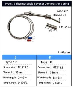 برغي ضغط نابض من النوع K J جهاز استشعار حراري M12 * M6 M8 <span class=keywords><strong>Bayonet</strong></span> K من النوع مستشعر حراري <span class=keywords><strong>PT100</strong></span> - Product Image 6