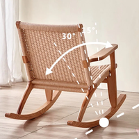 Fauteuil à bascule décontracté en rotin tressé avec accoudoirs, style nordique, pour balcon, salon ou bar à domicile