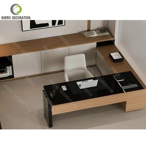 Conjunto de Muebles de Oficina Modernos de Alta Calidad, Escritorio de Oficina para CEO de Madera y Mármol, Escritorio Gerencial Moderno en Forma de L con Almacenamiento - Product Image 1