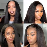 Perruques de cheveux humains Lagos Hairline Kinky Straight, densité 250, avec dentelle frontale HD 13x6, sans colle, pré-épilées, prêtes à porter