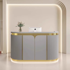Modern Salon <b>Reception</b> Desk with LED Light Custom Color Beauty Salon Front <b>Counter</b> for Hair Salon Nail Salon - Product Image 6