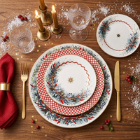 Lot de vaisselle en céramique de Noël en gros – Assiettes décoratives en porcelaine pour les fêtes, cadeau de mariage, vaisselle d'hôtel, commande en gros pour événements