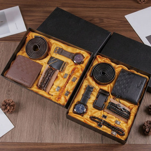 Set de Regalo para Hombre, Cartera, Correa de Cuero, Reloj de Cuarzo, Estilo Ejecutivo, Regalo Práctico para el Día del Padre, Caja de Regalo Exquisita - Product Image 1