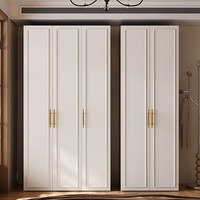 Armoire pleine hauteur à porte battante, style rétro français, color-block, pour chambre à coucher, simple et moderne, en bambou fini
