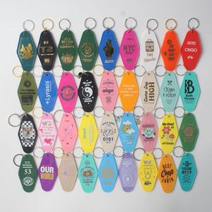Porte-clés personnalisé en plastique vierge, design imprimé DIY, style losange rétro vintage, pour motel - Product Image 2