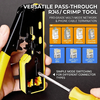 Kit d'outils de sertissage RJ45 multifonctionnel avec testeur de câble, dénudeur et connecteurs RJ45 en acier au carbone et protections en plastique