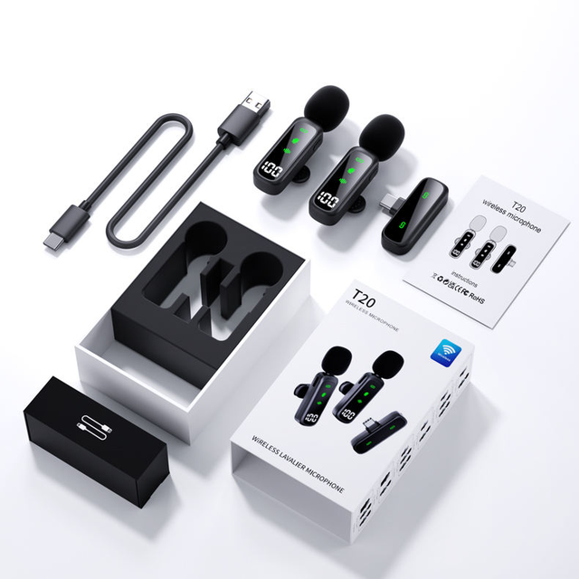 Professional Wireless Microphone System With Handheld Lavalier Lapel Clip on Receiver for Video Recording and Interview