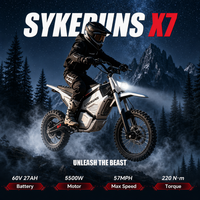 SYKERUNS X7 Electric Dirt Bike Adult Rugged Off-Road Motorcycle for Extreme Terrain with 60V 27Ah Battery USA Fast Shipping