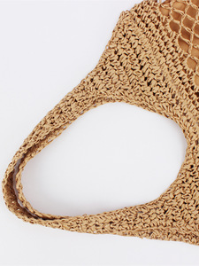 Sac à bandoulière en paille grande capacité pour femme, tendance streetwear décontractée, avec fermeture éclair, idéal pour les voyages, les vacances et la plage - Tanjing - Product Image 2