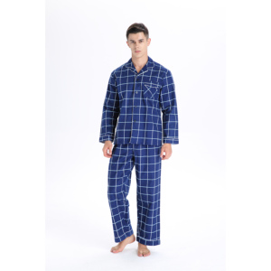 Ensemble de <span class=keywords><strong>pyjama</strong></span> élégant pour <span class=keywords><strong>homme</strong></span> 2026 en 100 % coton, à manches longues, respirant, séchage rapide, <span class=keywords><strong>grande</strong></span> <span class=keywords><strong>taille</strong></span>, col en V, pour l'été - Product Image 2