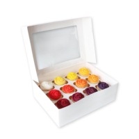 Boîte cadeau personnalisée pour cupcakes de boulangerie en gros avec fenêtre transparente pour arrangements de bouquets floraux, petites boîtes rectangulaires