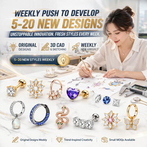 Pendientes <span class=keywords><strong>de</strong></span> <span class=keywords><strong>Titanio</strong></span> ASTM F136 Personalizados con Parte Trasera Plana y Rosca Interna, con Circonita Cúbica, Joyería Fina para <span class=keywords><strong>Piercing</strong></span> Corporal - Product Image 3