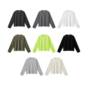 T-shirt surdimensionné à manches longues 100 % coton personnalisé, avec impression et broderie sur mesure en petites séries pour hommes. - Product Image 6